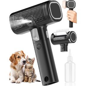 5-in-1 Cat Hair Brush & Gromming Rakes, Cat Steam Comb for Long or Short Haired Indoor Cats, Dog Hair Spritz Comb for Deshedding and Untangling, Pet Brush for Dog Kitten Rabbit Massage