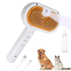 Pet Steam Brush, 3-in-1 Spray Hair Removal Comb for Dog and Cat, Steam for Shedding and Grooming, Spritz Defur Comb, Water Brush for Long & Short Haired Pets