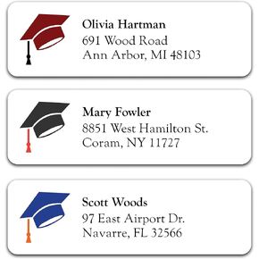 Personalized Graduation Return Address Labels - Announcement Address Labels on Sheets (50-500 Labels) (Cap)