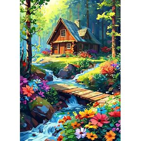 5D Diamond Painting Kits for Adults Beginners Mountain Flower DIY Diamond Art Kits with Tools Full Drill Round Diamond Dots Craft paint by diamonds Gem Art for Home Wall Decor Gifts (16"x12") (DP1795) in Saudi Arabia