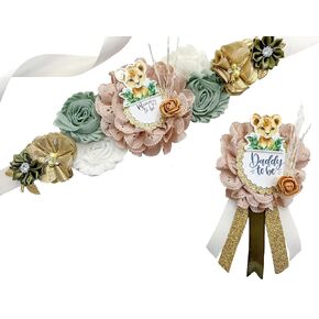 Safari Lion Baby Shower Mom to be Sash, Safari Lion Mom to Be Sash for Shower, Safari Lion Theme, Safari Lion Sash (Mom Sash and Dad Pin)