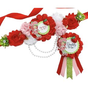 Strawberry Shortcut Baby Shower Mom to be Sash, Strawberry Shortcut Baby Mom to Be Sash for Shower, Strawberry Shortcut Baby Theme, Strawberry Shortcut Sash (Mom Sash and Dad Pin)