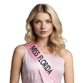 Miss Florida Custom Satin Sash for Women (White, Miss Florida)
