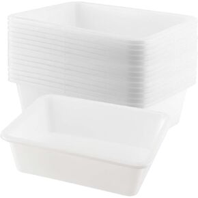 15 Pack 11 × 8 inch Plastic Art Tray Bulk, White Craft Serving Trays, Activity Rectangle Food Trays for Home, School, DIY Projects, Painting