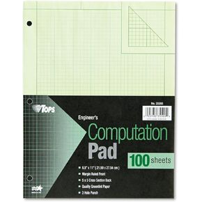Tops 35500 Engineering Comp Pads, 3HP,Rld,100 Sh,8-1/2-Inch x11-Inch,GN