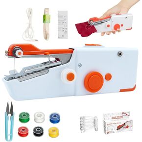 Handheld Sewing Machine for Beginners,Mini sewing machine,Easy to Use with Fast Stitch,Powered by Batteries or DC power,Perfect for Clothes,Fabrics,DIY,Hemming,Jeans & Denim