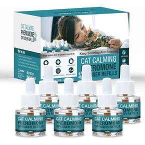 Cat Calming Diffuser Refill 6 Pack Cat Calming Pheromone Diffuser Refill Cat Plug in Pheromones Cat Stress Diffuser Cat Pheromones Calming for Cats Anxiety and Stress 48ml Vial-180 Days Fits All Cats