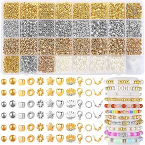 فونتوبيا فاصل الخرز سوار صنع مجموعة ، 2320 PCS مجوهرات صنع الإمدادات مع حبات الذهب الفضية النجمة المتنوعة ، واللآلئ المستديرة ومقاطع جراد البحر ، و DIY Crafts قلادات الأقراط