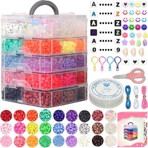 6500Pcs Pony Beads, Beads for Bracelets Making, Multi-Colored Hair Beads for Hair Braids, 27 Colors Kandi Friendship Bracelet Beads Jewelry Making Kits for Craft