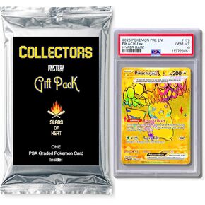 Collector's Mystery Gift Pack│Compatible with Pokemon│ONE PSA10 Gem Mint or 9 Mint Graded Card │Ideal Gift for Collectors & Fans │ Potentail Special Art Rare & First Editions