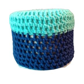 Toilet Paper Cover Navy Blue Bathroom Tissue Crochet Handmade