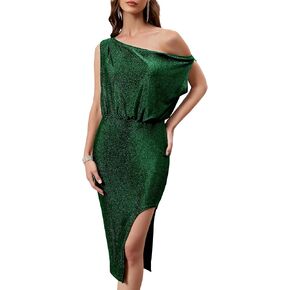 فستان NANYUAYA للسيدات 2024 بكتف واحد لامع لحفلات الزفاف فستان كوكتيل رسمي للحفلات المسائية فساتين متوسطة الطول in Kuwait