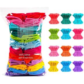 Disracker 804 PCS Refill Loops for 7 inch 10 inch Weaving Looms - 12-Color Loom Loops Set, Weaving Kit for Kids and Adults, Gifts for Ages 5 6 7 8-12 13