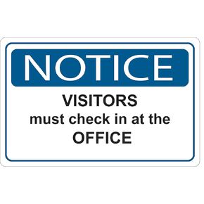 Notice Sign Sticker visitors must check in at the office