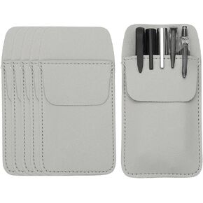 PATIKIL 6 Pack Leather Pocket Protector, MultiPurpose Pen Pocket Protector Pen Holder Organizer Pouch Pencil Sleeve for Heavy Duty Shirts Lab Coats Pointers Notes Card Office, Gray