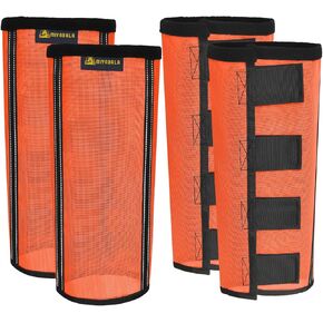 Fly Boots for Horses Set of 4,Extra Tough Mesh Horse Fly Boots with 2 Built-in Metal Supports,Breathable Fly Leggings for Horses with Fleece Trimming and Reflective Webbing (Black, Large)