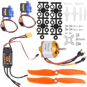 RC Airplane Motor, 2212 KV2200 Brushless Motor 40A XT60T SG90 Servo 6035 Propeller Accessory Kit for RC Aircraft RC Plane Quadcopter Fixed Wing Plane Helicopter Aircraft (Black)