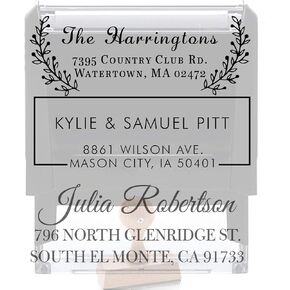 20 Designs to Choose!! Personalized - Address Stamp - Customized Stamp - Self-Inking Return Address Mail 3 Lines Custom Address Stamper - Black Red Blue Purple Green Ink - Wedding Invitation Stamp