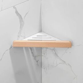 Wall Mounted Corner Storage Rack - Free Punch Walnut Wood Bathroom Shelf Storage Triangle Shelves for Stylish Organization Wall Corner Wood Self Bathroom Accessories (A2)