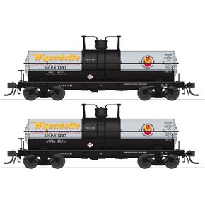 Broadway Limited 6469 6000 Gallon Tank ، Wyandotte Chemicals ، Aluminium W/Lellow & Red Logo ، 2-Pack ، HO (SHPX #1337 ، SHPX #1340)