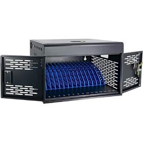 POCHAR 16-Unit Charging Cabinet for Laptops & Tablets - Locking Laptop Storage Box with Cable Management, Charger Storage, and Ground Protection - Great for Classroom, Library, and Office(Black)