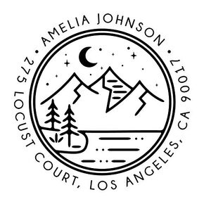 Mountain Return Address Stamp, Rustic Address Stamp, Tree Address Stamp, 1.5 x 1.5 inches