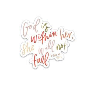 Bible sticker | Religious stickers | Bible verse quotes | Christian faith decals | God is within her | Psalm 46:5