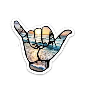 stickers | Shaka decal | Hawaii beach hang loose sticker for a hydroflask, laptop, water bottle | Waterproof, vinyl stickers