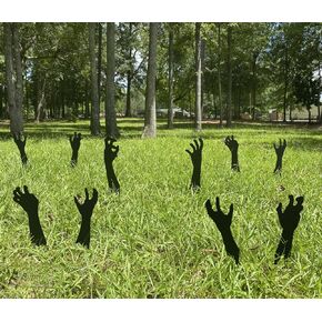Zombie Yard Stakes - Metal Hand Sets - Heavy Duty 14 Gauge - Halloween Yard Decoration
