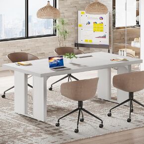 Tribesigns 6FT Rectangular Seminar Table, 70.9" L x 31.5" W for 6, Boardroom Table for Office Meeting & Conference Room