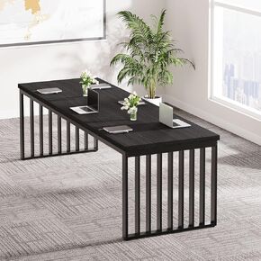 Tribesigns 6.56 ft Conference Table, Large Rectangle Meeting Seminar Table, Industrial Long Business Table for 6-8 People (Without Chair) (Black)