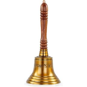 Office Hand Bell | Aluminum Cast Antique Brushed Brass Bell with Rosewood Clear Handle | Corporate Gifts Bell | Nagina International
