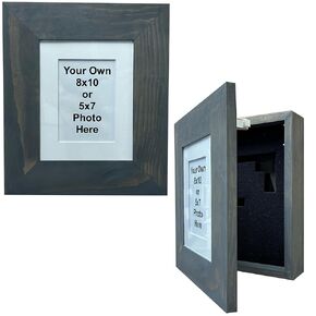 Picture Frame Hidden Gun Storage Cabinet Home Decor, 8x10 or 5x7 Picture by Bellewood Designs (Black)
