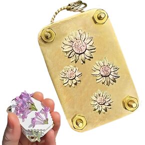 SJWOW Micro Flower Press, Plants Art & Crafts Metal Flowers Pressing,DIY Embossing and Plant Preservation Kit, Portable Botanical Press Great Gift for Plant Lover (Sunflower)