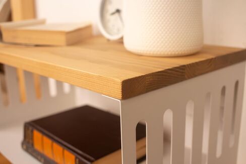 Floating Nightstand with White Metal Base, Wooden Top and Sturdy Metal Base, Minimalist Bedside Table, Wall Mounted Shelf, Bedside Shelf (MADRID) in Saudi Arabia