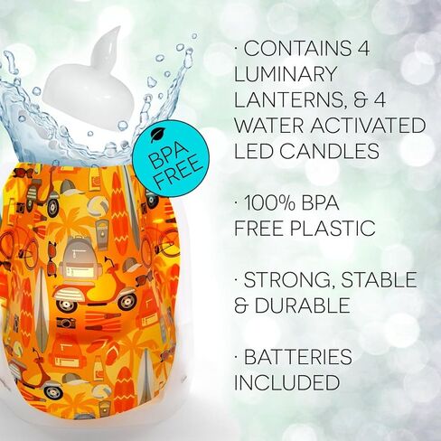 MODGY Luminary Lanterns 4-Pack - Floating LED Candles with Batteries Included - Luminaries are Great for Weddings, Parties, Patios & Celebrations of All Kinds (Spoke) in Kuwait