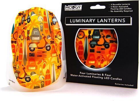 MODGY Luminary Lanterns 4-Pack - Floating LED Candles with Batteries Included - Luminaries are Great for Weddings, Parties, Patios & Celebrations of All Kinds (Spoke) in Kuwait