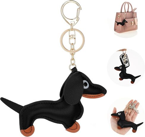 Giantree Leather Dachshund Keychain, Dachshund Keychain Bag Pendant Key Chain Fashion Cute Puppy Dog Charm Gifts for Favorite People Women Men Children Birthday Keyring in Saudi Arabia