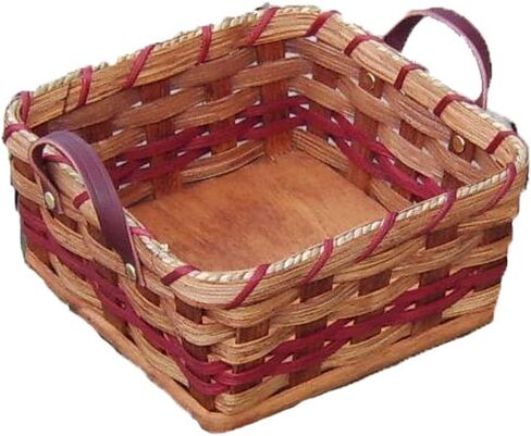 Amish Napkin Storage Basket With Leather Handles Solid Oak Bottom by Amish Baskets and Beyond (Natural) in Kuwait