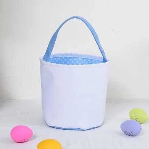 Personalized Easter Baskets for Boys - Canvas Tote Bags for Kids - Custom Easter Pail with Handle (Purple Lined Basket) in Kuwait