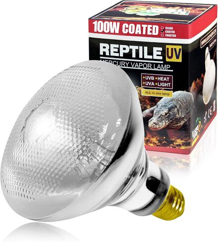 LUCKY HERP 100 Watt UVA+UVB Full Spectrum Vapor Heat Lamp Bulb, High Intensity Self-Ballasted Heat Basking Lamp/Bulb/Light for Reptile and Amphibian, Sun Lamp for Bearded Dragon Lizard Turtle(Clear) in Kuwait