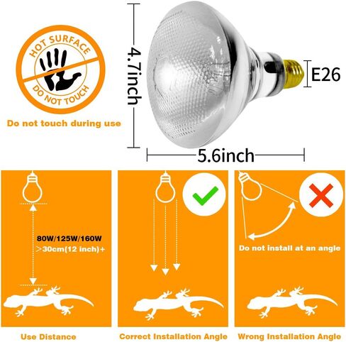LUCKY HERP 100 Watt UVA+UVB Full Spectrum Vapor Heat Lamp Bulb, High Intensity Self-Ballasted Heat Basking Lamp/Bulb/Light for Reptile and Amphibian, Sun Lamp for Bearded Dragon Lizard Turtle(Clear) in Kuwait