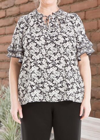 Max Studio Women's Plus Size Elbow Sleeve Ruffle Blouse in Saudi Arabia