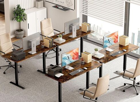 63 x 28 inch Electric Standing Desk Adjustable Height with 4 Wheels, 4 Memory Height Settings, 2 Headphone Hook, for Home Office, Splice Board Brown in Saudi Arabia
