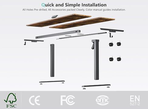63 x 28 inch Electric Standing Desk Adjustable Height with 4 Wheels, 4 Memory Height Settings, 2 Headphone Hook, for Home Office, Splice Board Brown in Saudi Arabia