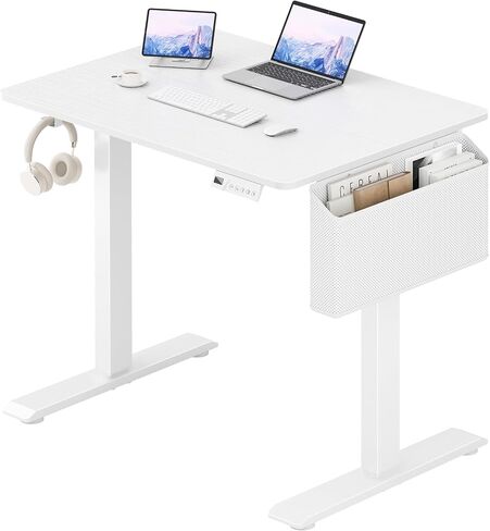 White Small Electric Standing Desk - 32 Inch Narrow Adjustable Height Stand up Desk for Writing Study Work, Mini Sit to Stand Desks Workstation for Small Space Adult Boys Girls Bedroom Home Office in Kuwait