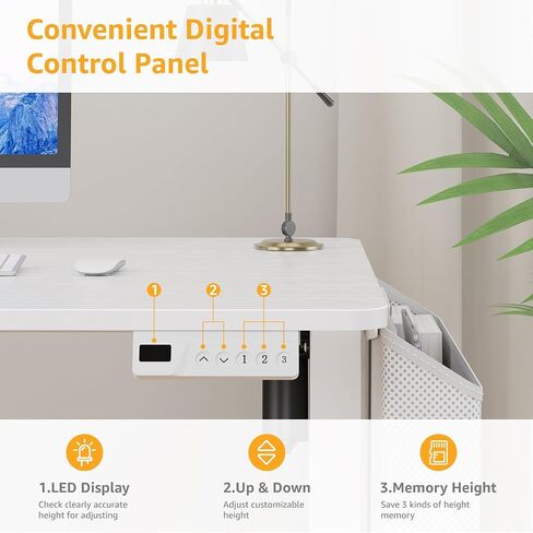 White Small Electric Standing Desk - 32 Inch Narrow Adjustable Height Stand up Desk for Writing Study Work, Mini Sit to Stand Desks Workstation for Small Space Adult Boys Girls Bedroom Home Office in Kuwait