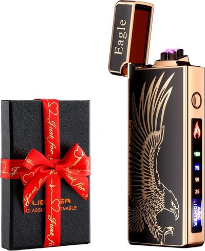 Custom Electric Lighter Personalized Kitchen for Candle Gift Windproof USB Rechargeable Dual Arc for Camping Christmas Father's Day Valentine's Day… (Custom) (Black) in Kuwait