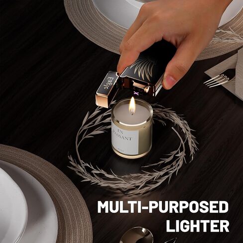 Custom Electric Lighter Personalized Kitchen for Candle Gift Windproof USB Rechargeable Dual Arc for Camping Christmas Father's Day Valentine's Day… (Custom) (Black) in Kuwait