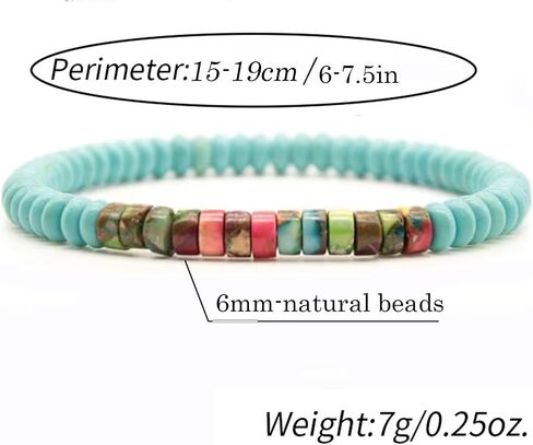 SofiaCreations Handmade Turquoise Sea Sediment Jasper Wooded Wood Beads Boho Vintage Stretch Bracelet, Healing Protection Balance Bracelet for Women Men (Jasper + Wood) in Saudi Arabia